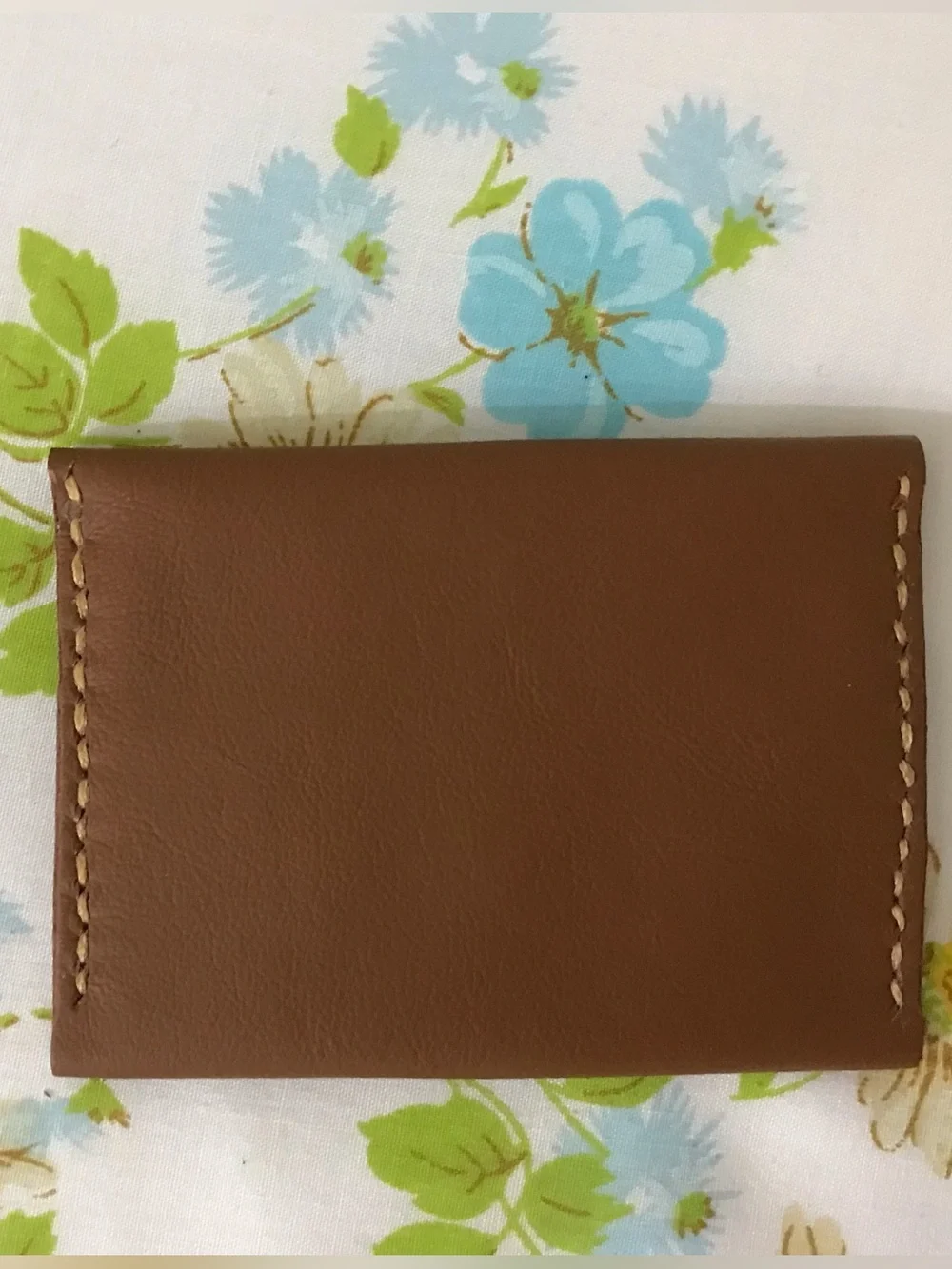 Women's Tan Leather Envelope Wallet with Snap Closure